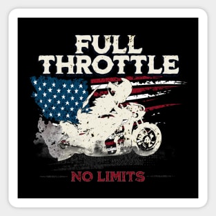 Full Throttle No Limits Motorcycle Drag Racing USA American Flag Sticker